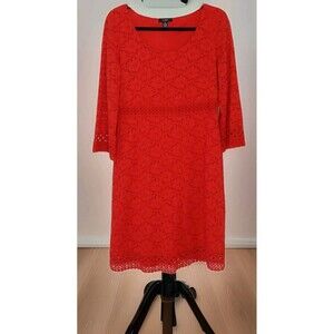 Women's Alfani Red Lace Dress Size Medium Pre-Owned Excellent Condition